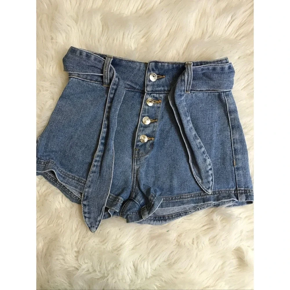 PacSun Button‎ Fly Blue Jean High Waist Shorts Size 24